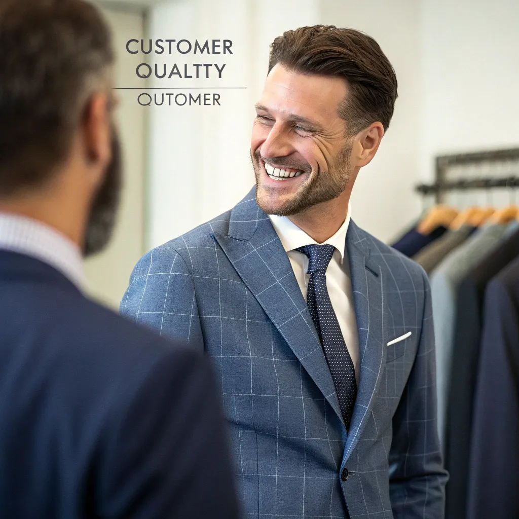 Smiling customer in tailored suit
