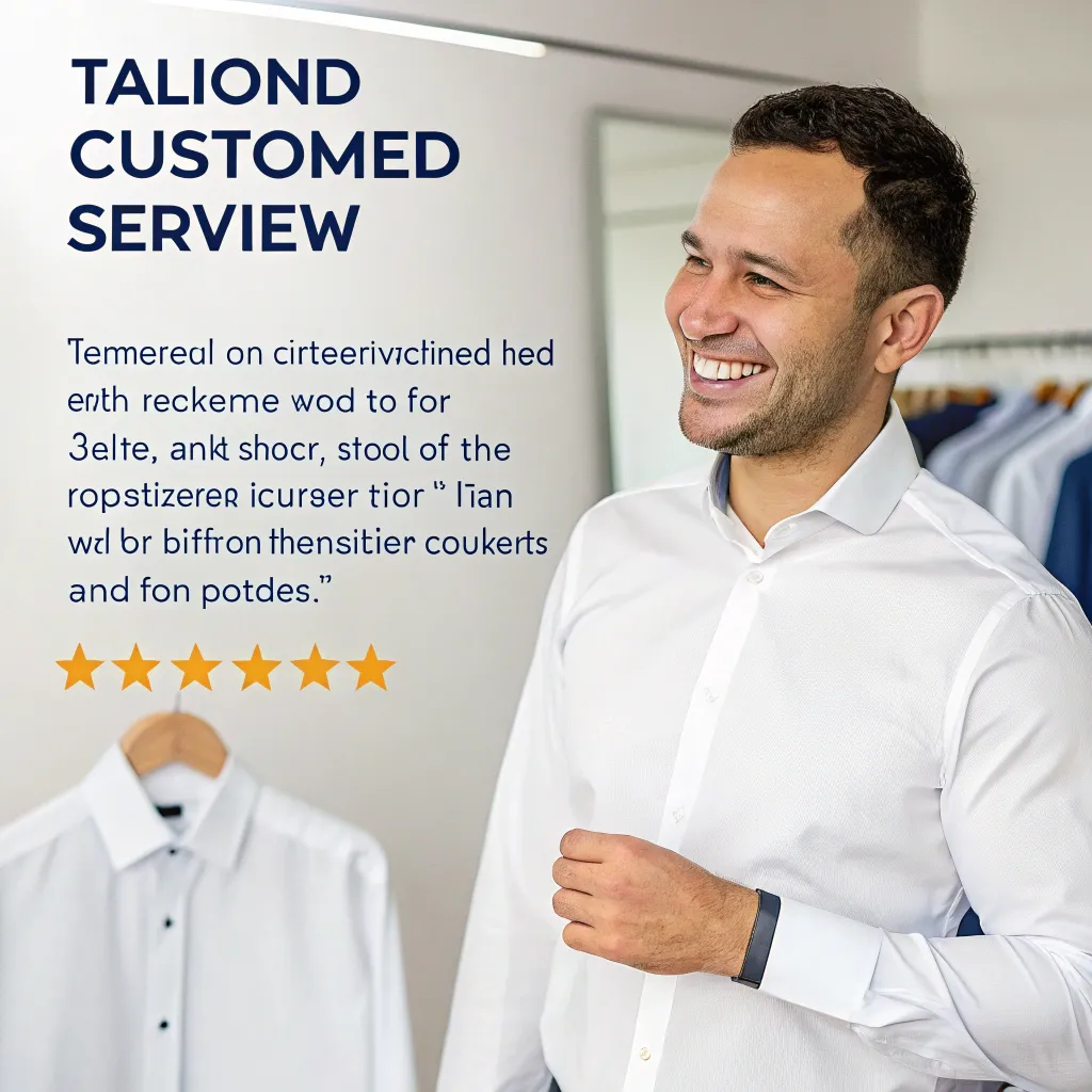 Content customer showing off tailored shirt